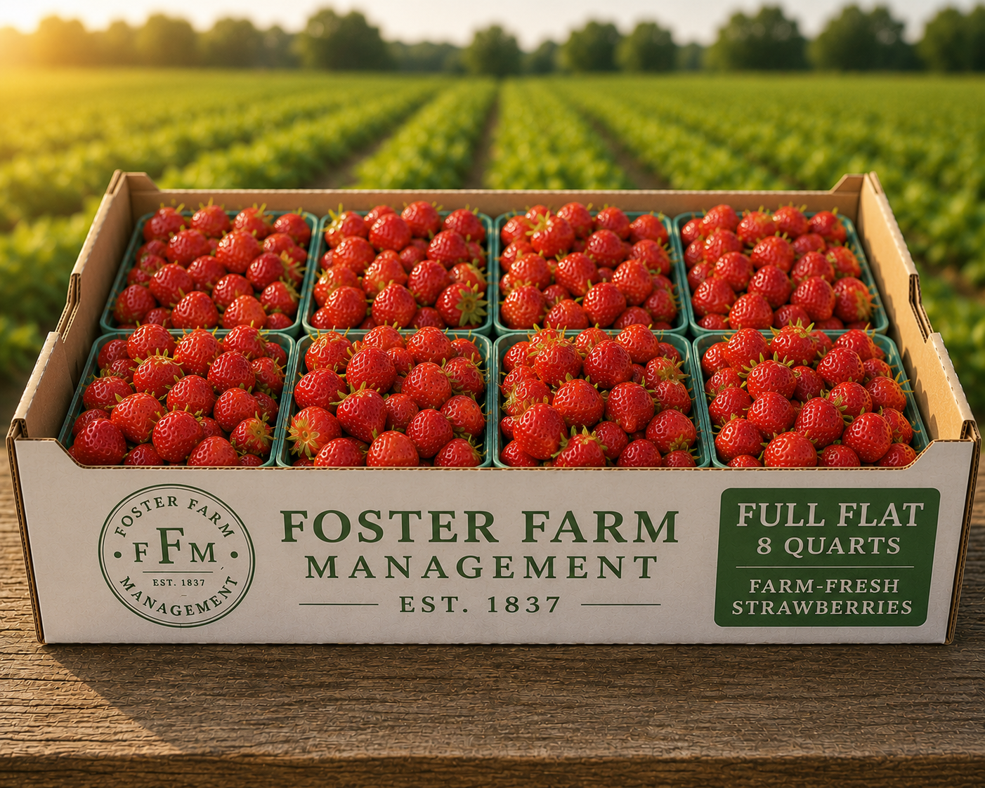 Fresh-picked Strawberries - 1 Flat (8 Quarts)